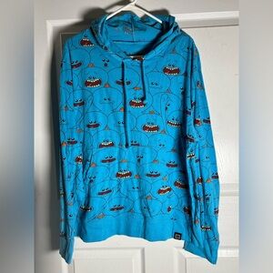 Rick and Morty Exclusive Blue Graphic Hoodie with Cartoon Faces